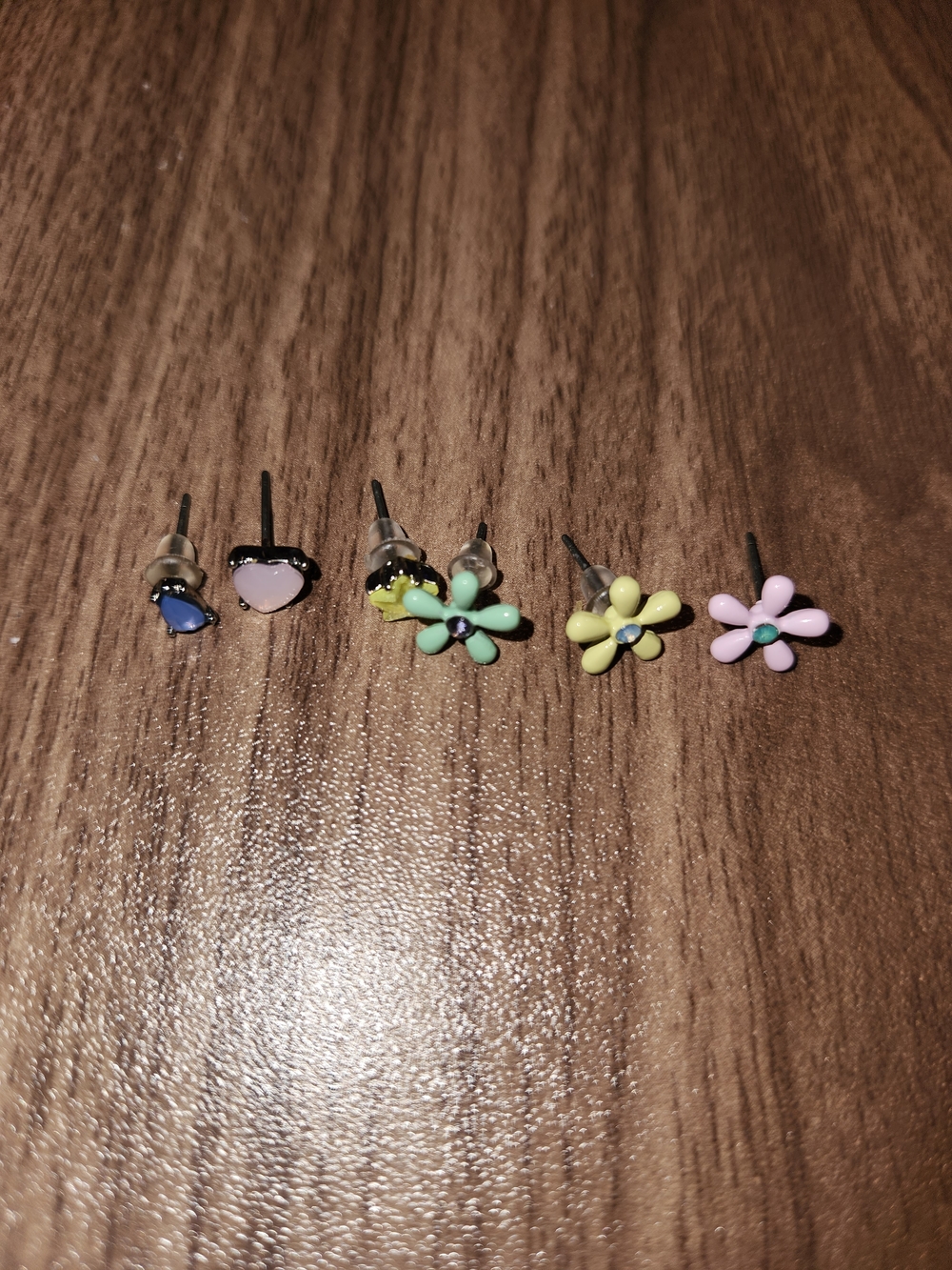 Betsey Johnston Cute Pastel Flower and Heart Stud Earring Set -
